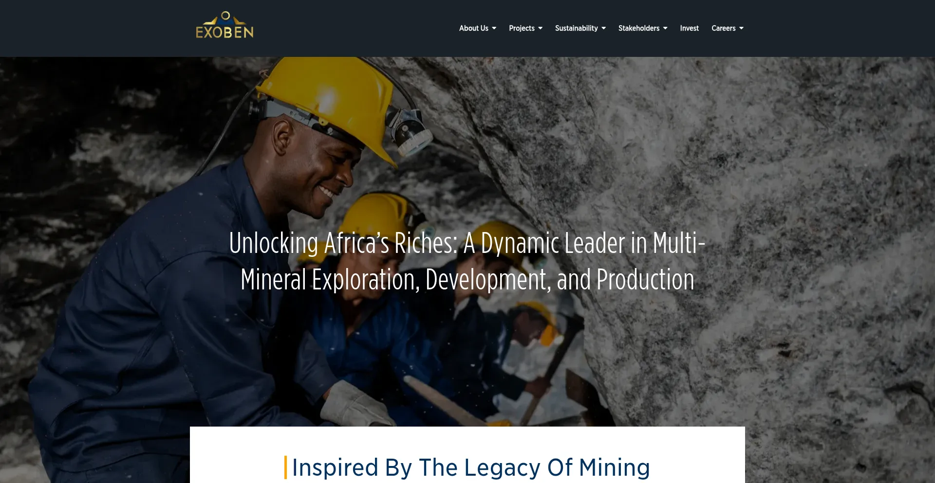 Website screenshot of Exoben.com
