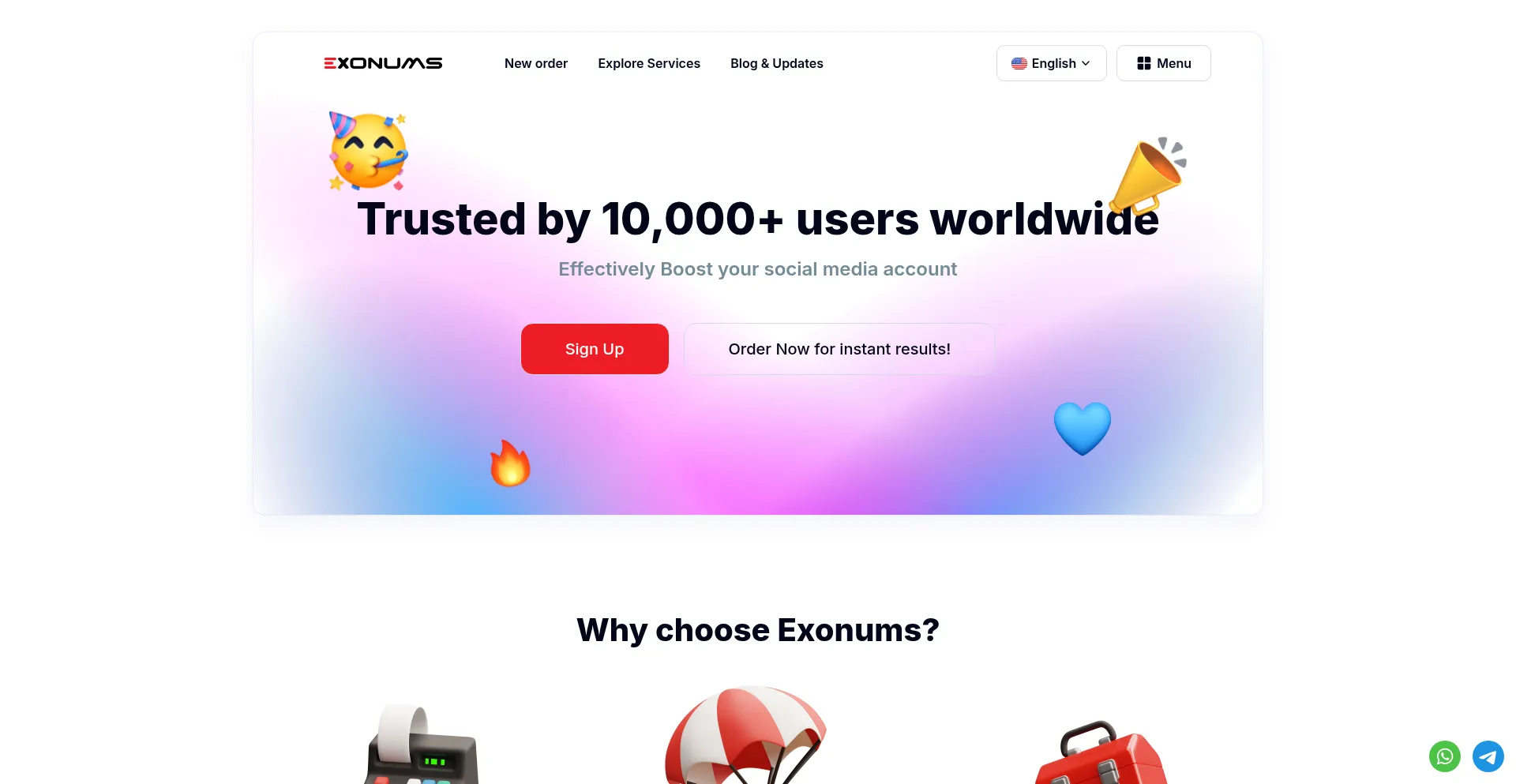 Website screenshot of Exonums.com