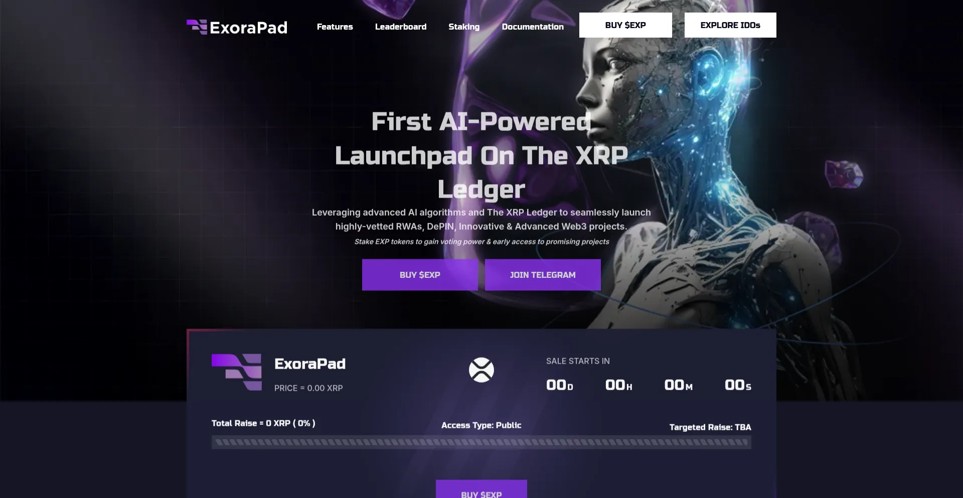 Website screenshot of Exorapad.com