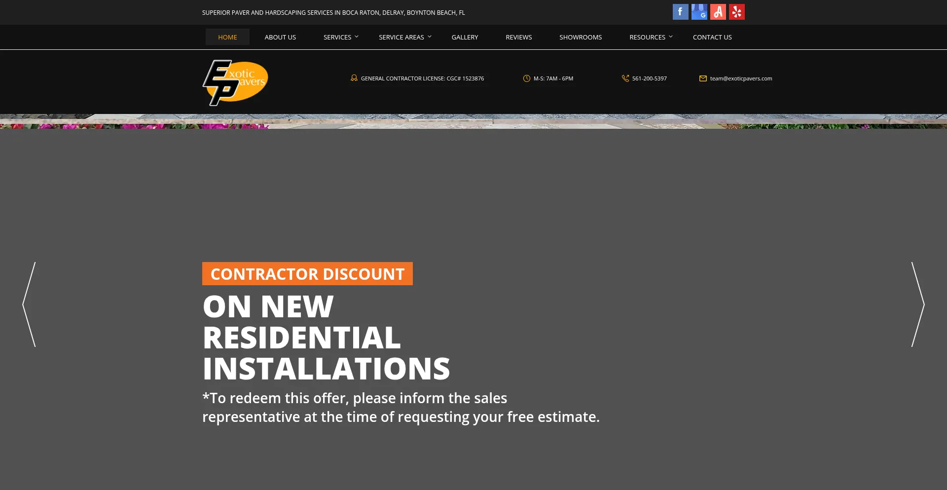 Website screenshot of Exoticpavers.com