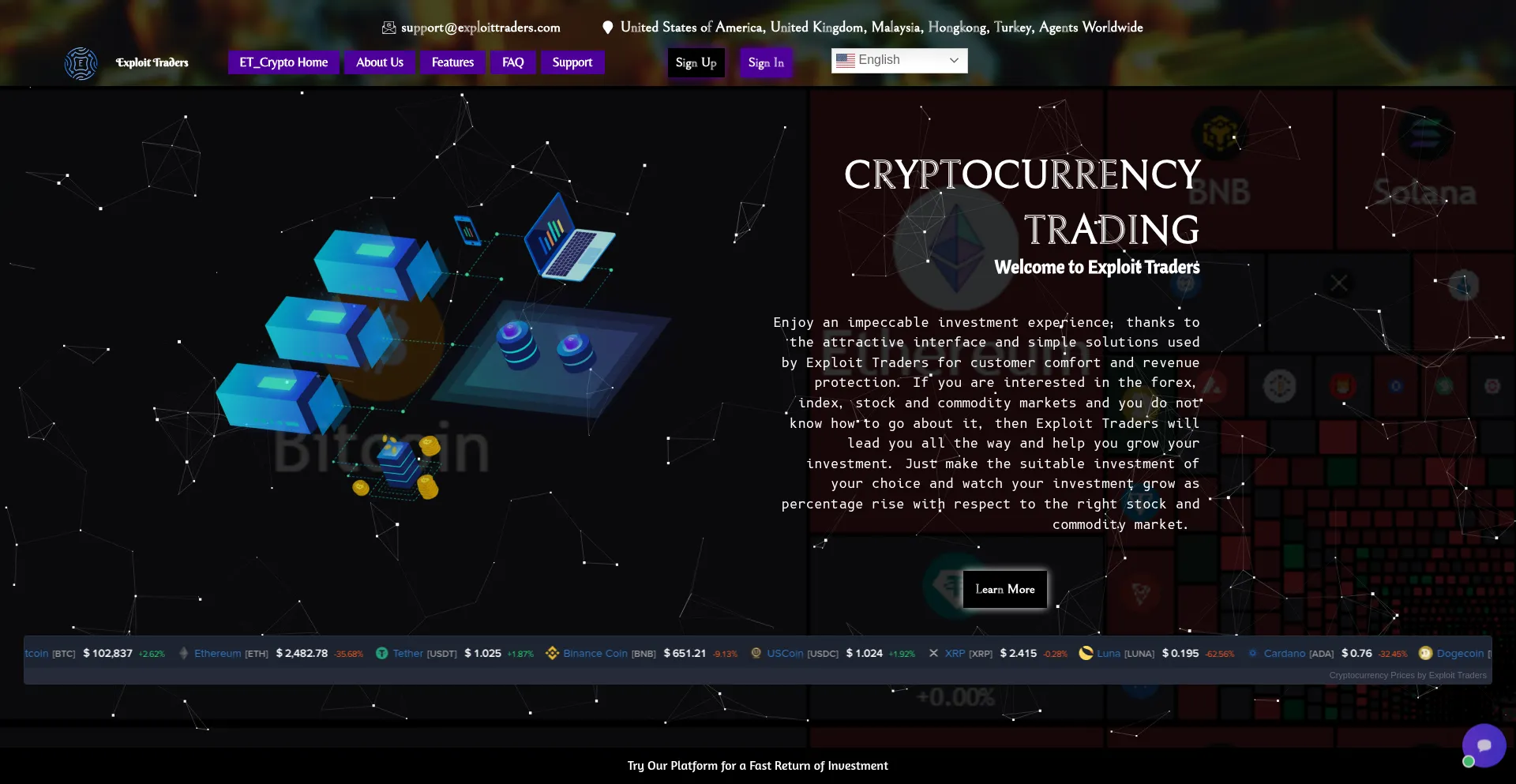 Website screenshot of Exploittraders.com