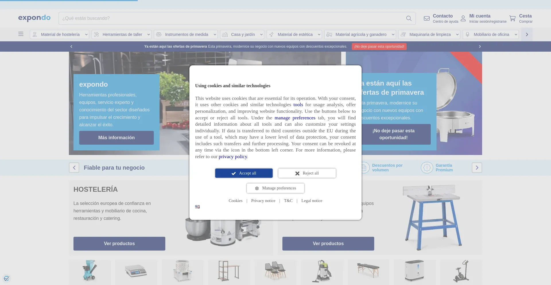 Website screenshot of Expondo.es