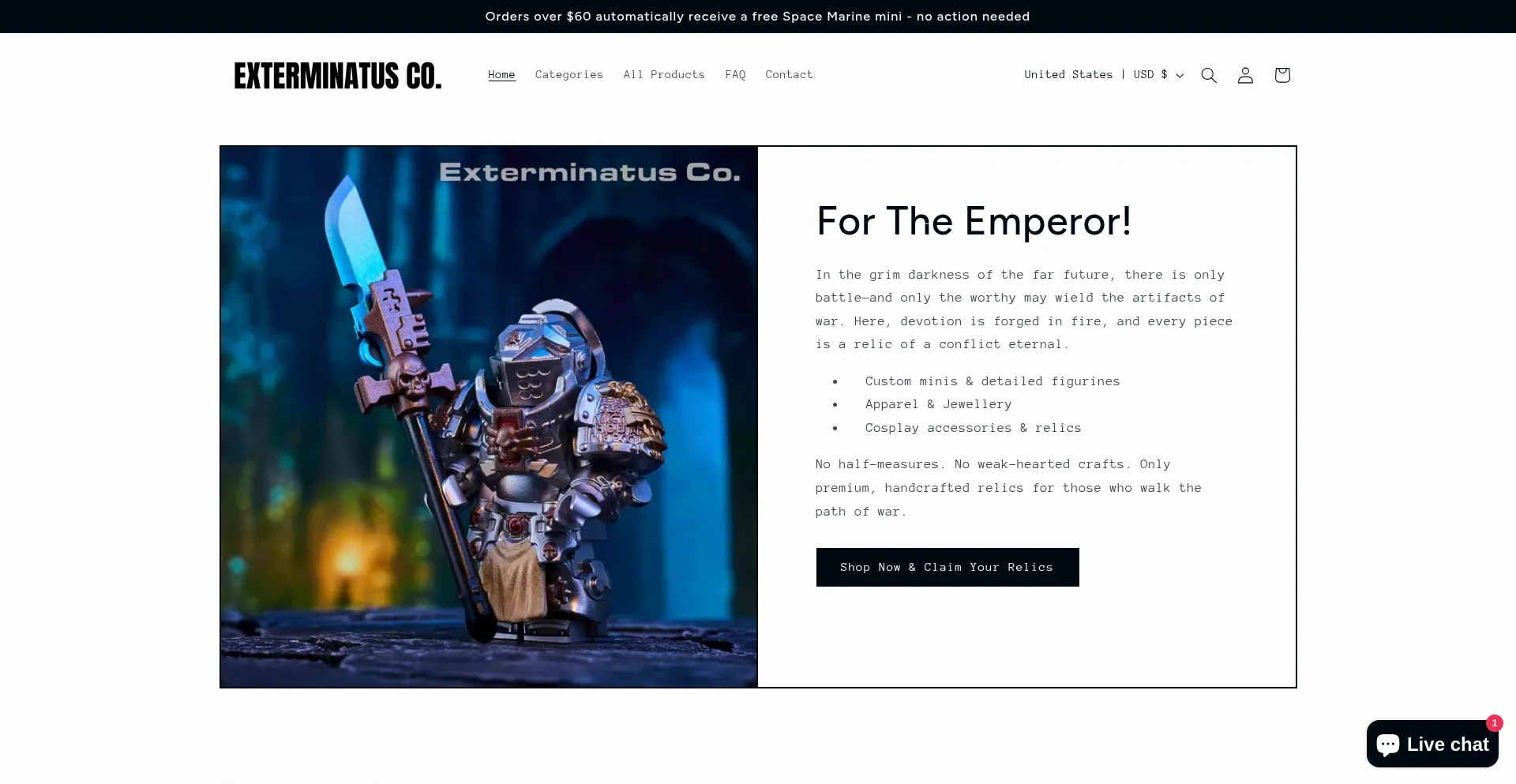 Website screenshot of Exterminatus.co