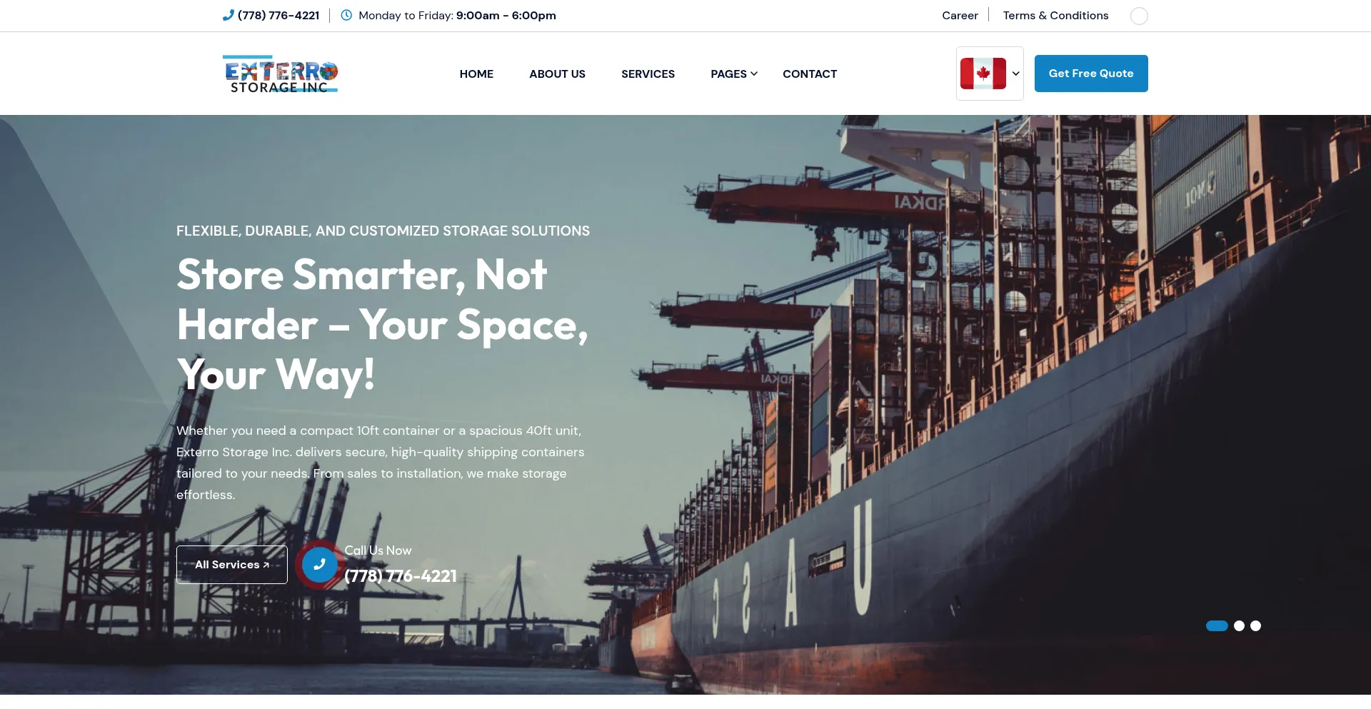 Exterrostorageinc.com Screenshot