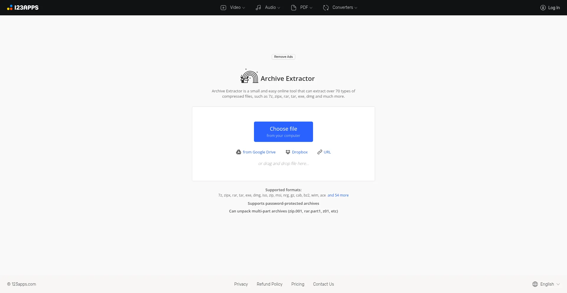 Website screenshot of Extract.me