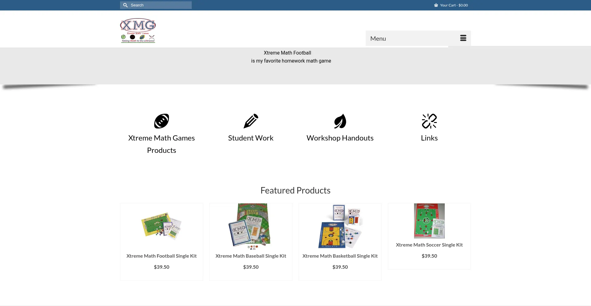Website screenshot of Extrememathgames.com