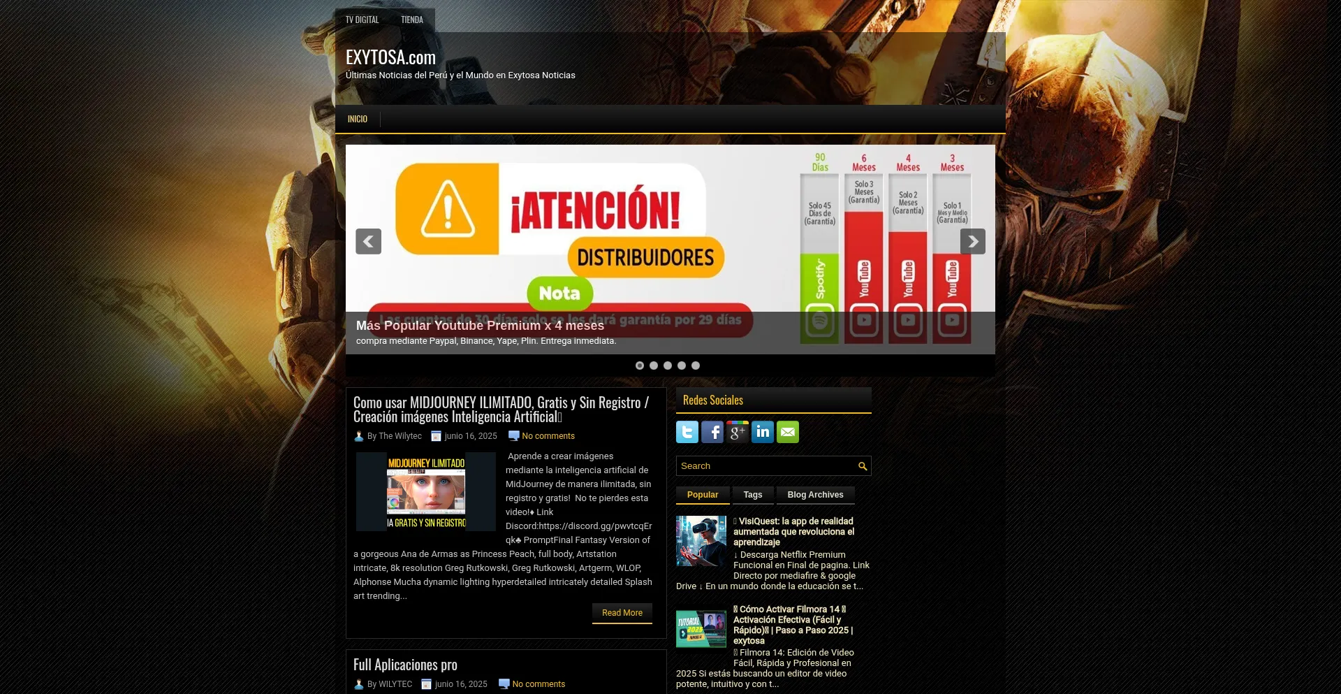 Website screenshot of Exytosa.com