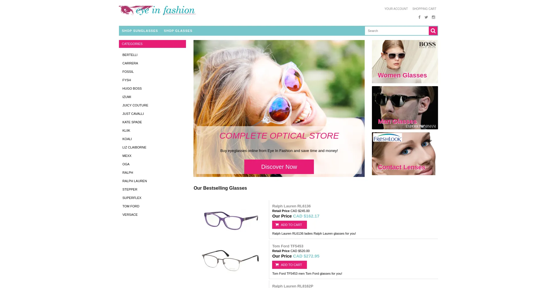 Website screenshot of Eyeinfashion.com