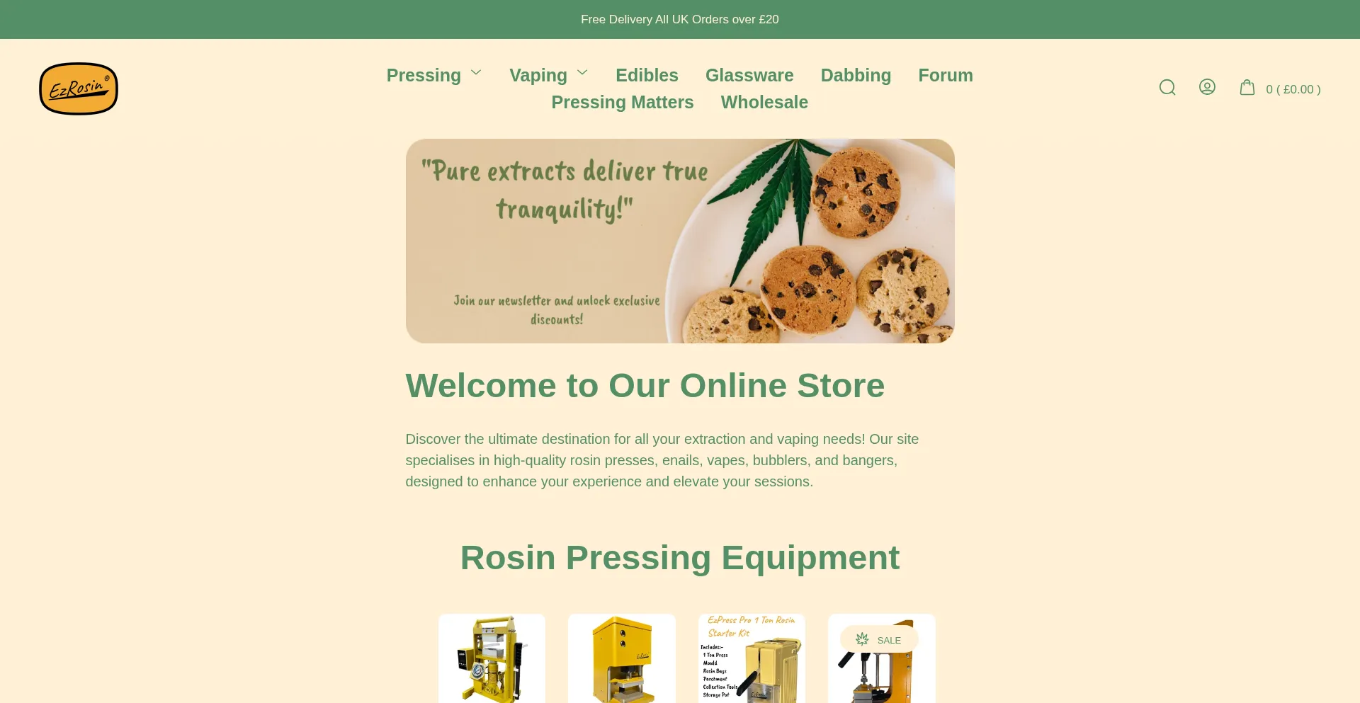 Website screenshot of Ezrosin.co.uk