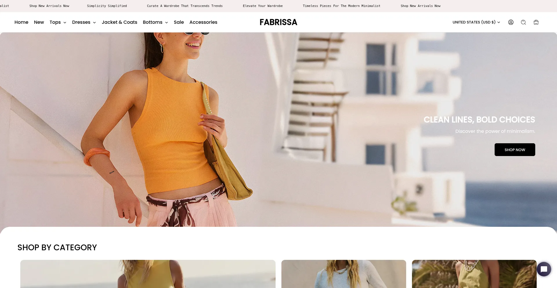 Website screenshot of Fabrissa.com
