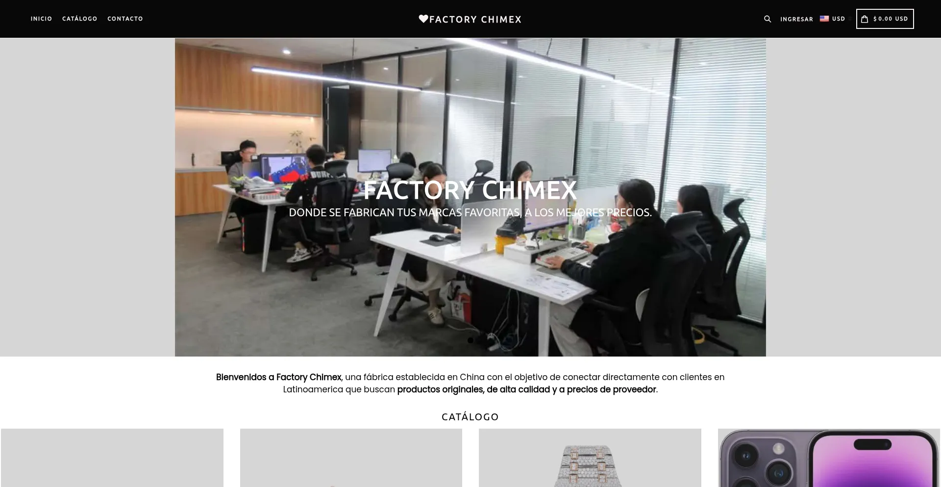 Website screenshot of Factorychimex.com