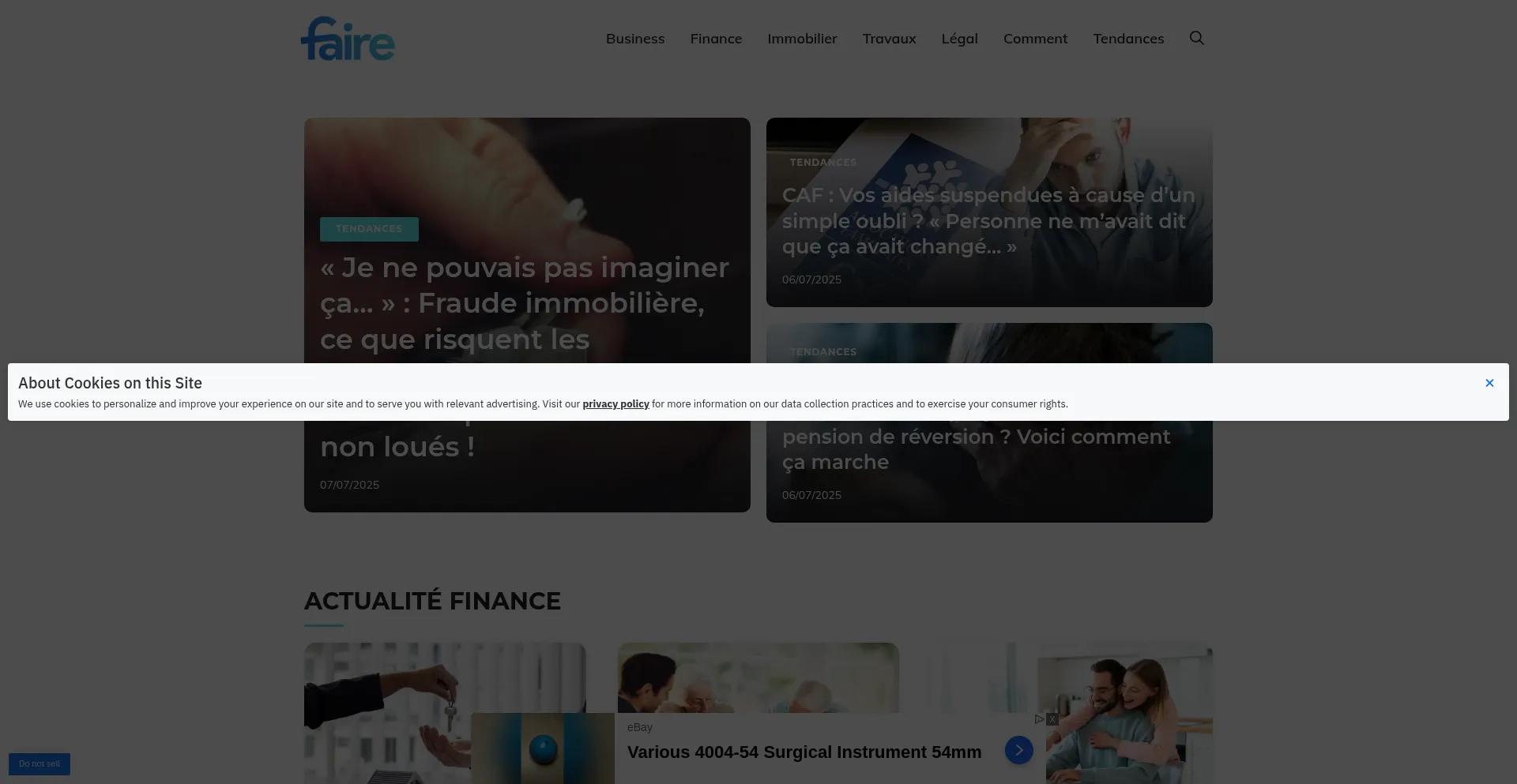 Website screenshot of Faire.fr