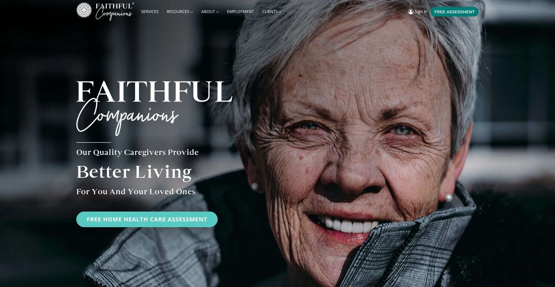 Website screenshot of Faithfulcompanions.com