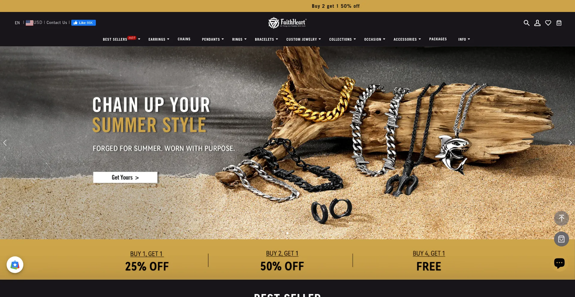 Website screenshot of Faithheart-jewelry.com