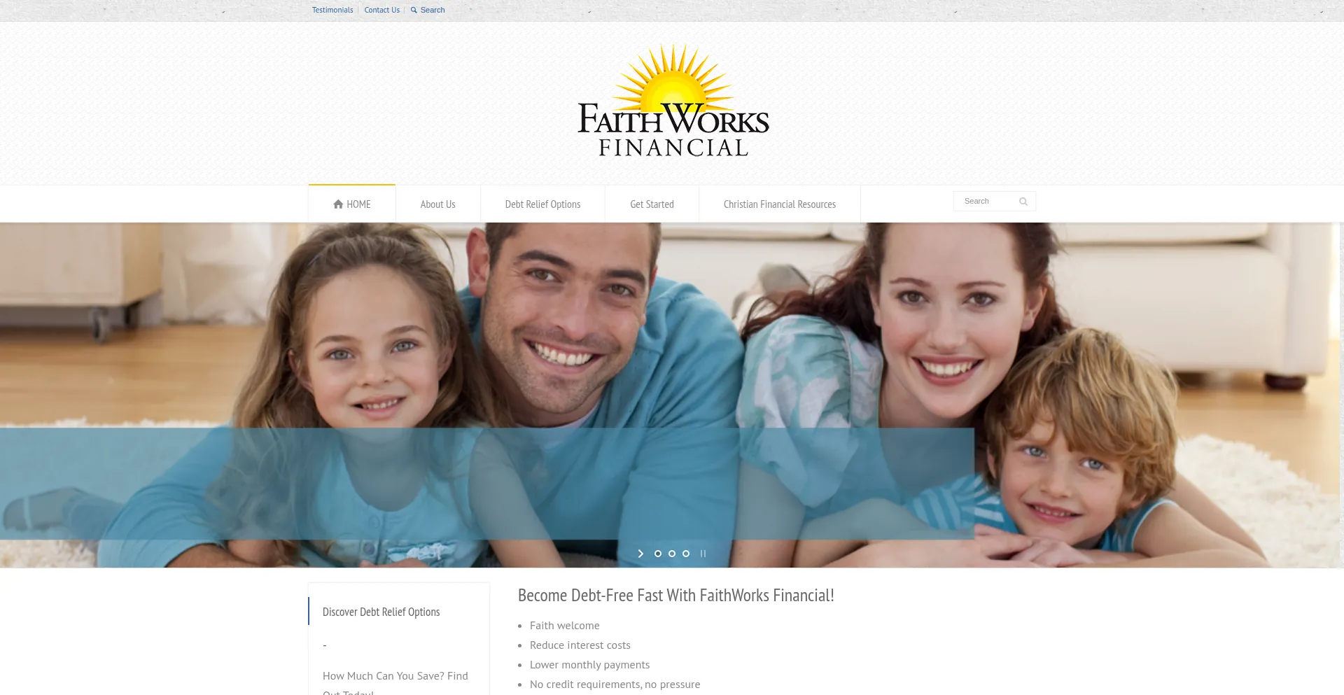 Website screenshot of Faithworksfinancial.org
