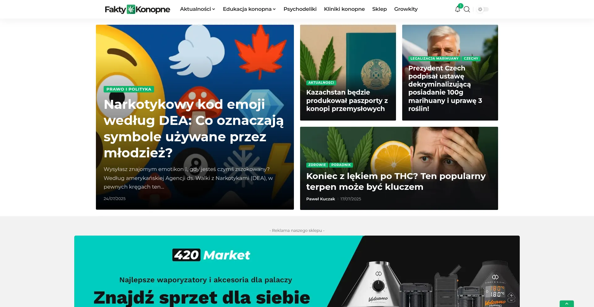 Website screenshot of Faktykonopne.pl