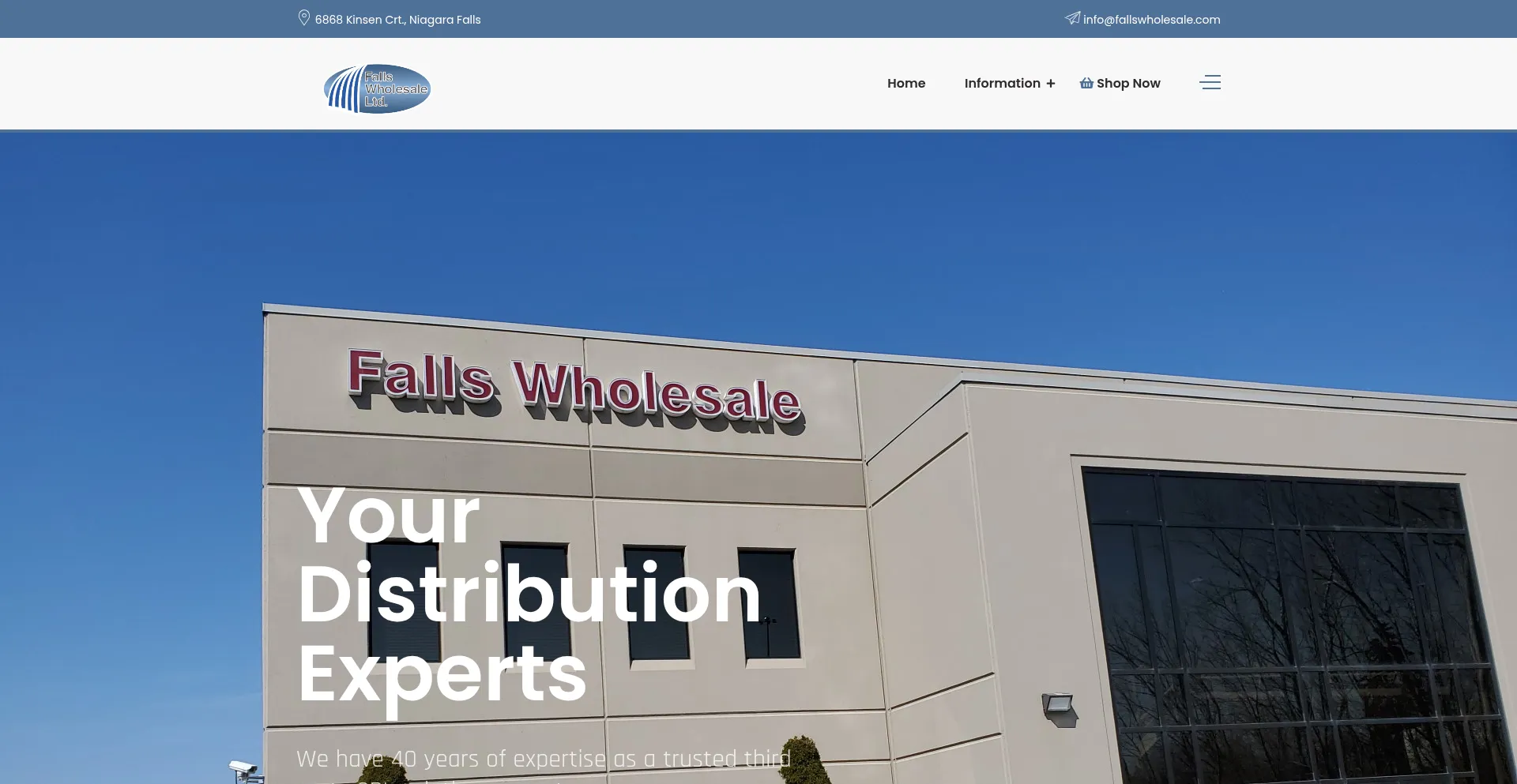Website screenshot of Fallswholesale.ca
