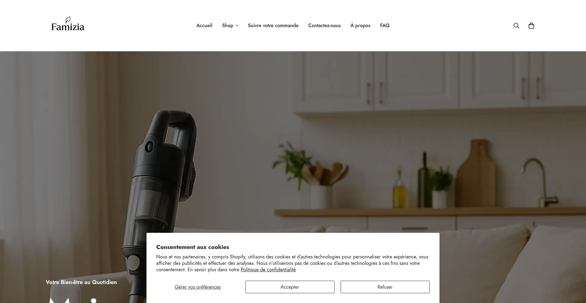 Website screenshot of Famizia.com