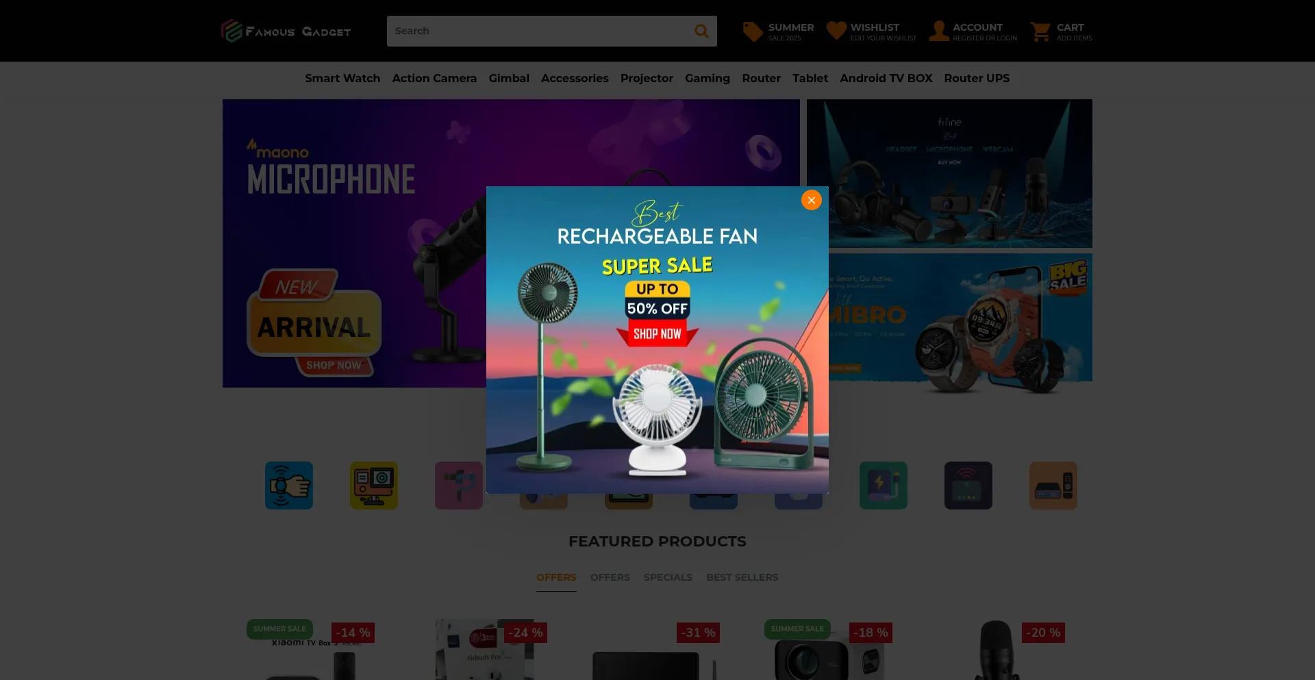 Website screenshot of Famousgadget.com.bd