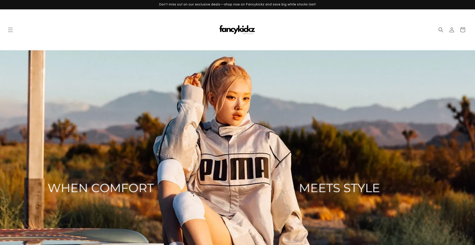 Website screenshot of Fancykickz.com