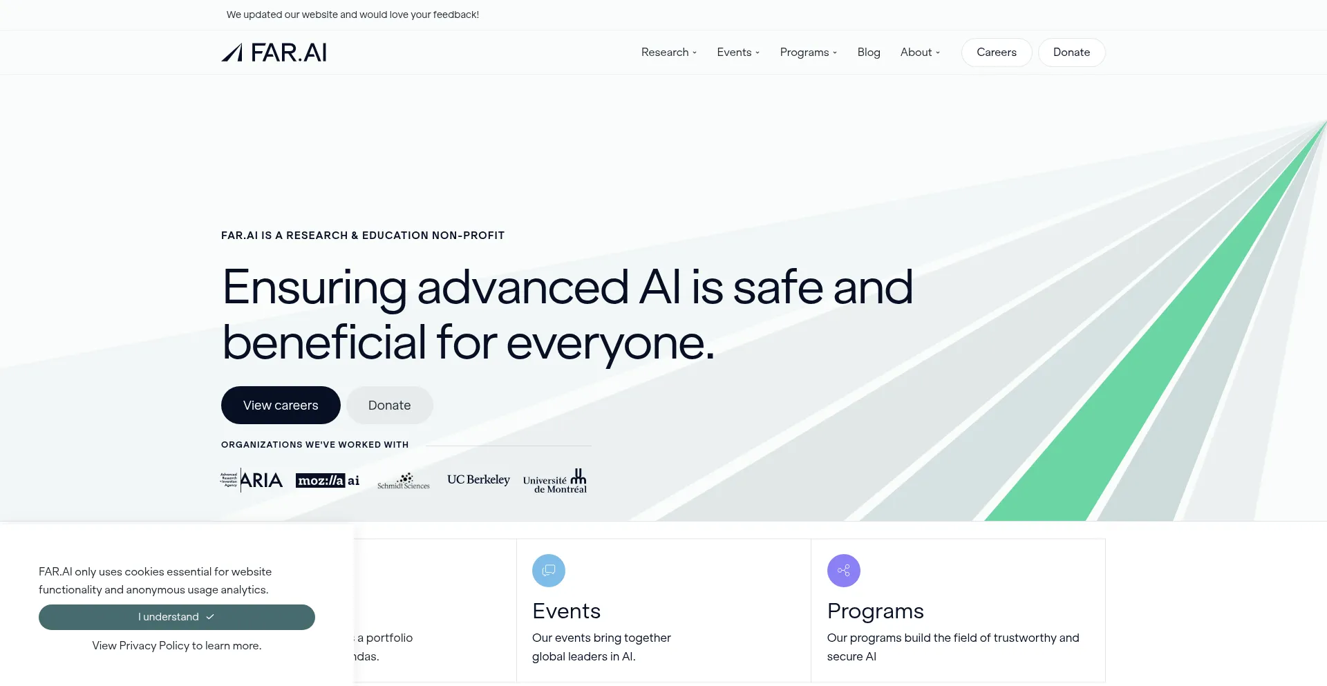Website screenshot of Far.ai