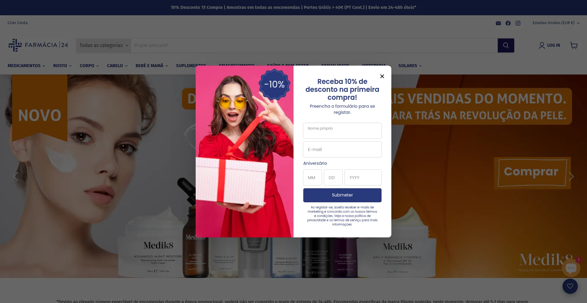 Website screenshot of Farmacia24.com