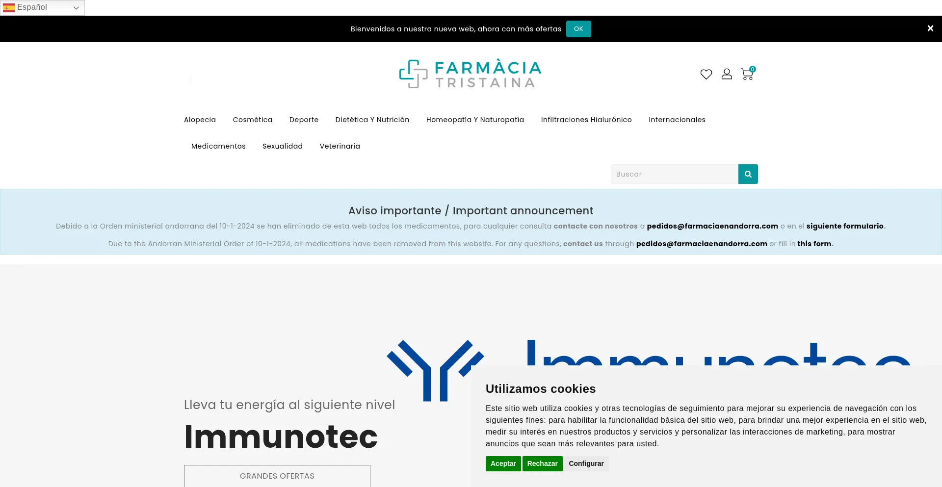 Website screenshot of Farmaciaenandorra.com