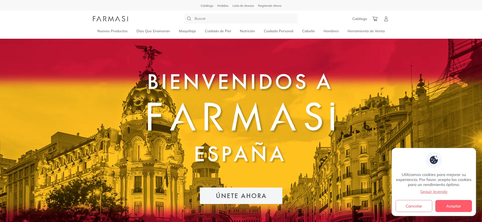 Website screenshot of Farmasi.es
