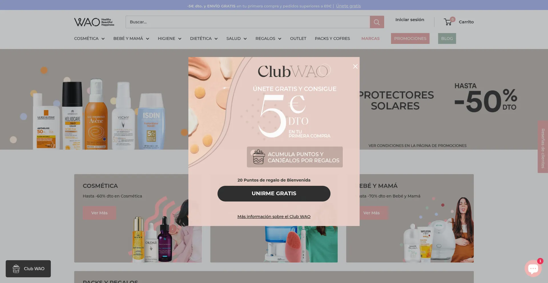 Website screenshot of Farmawao.es