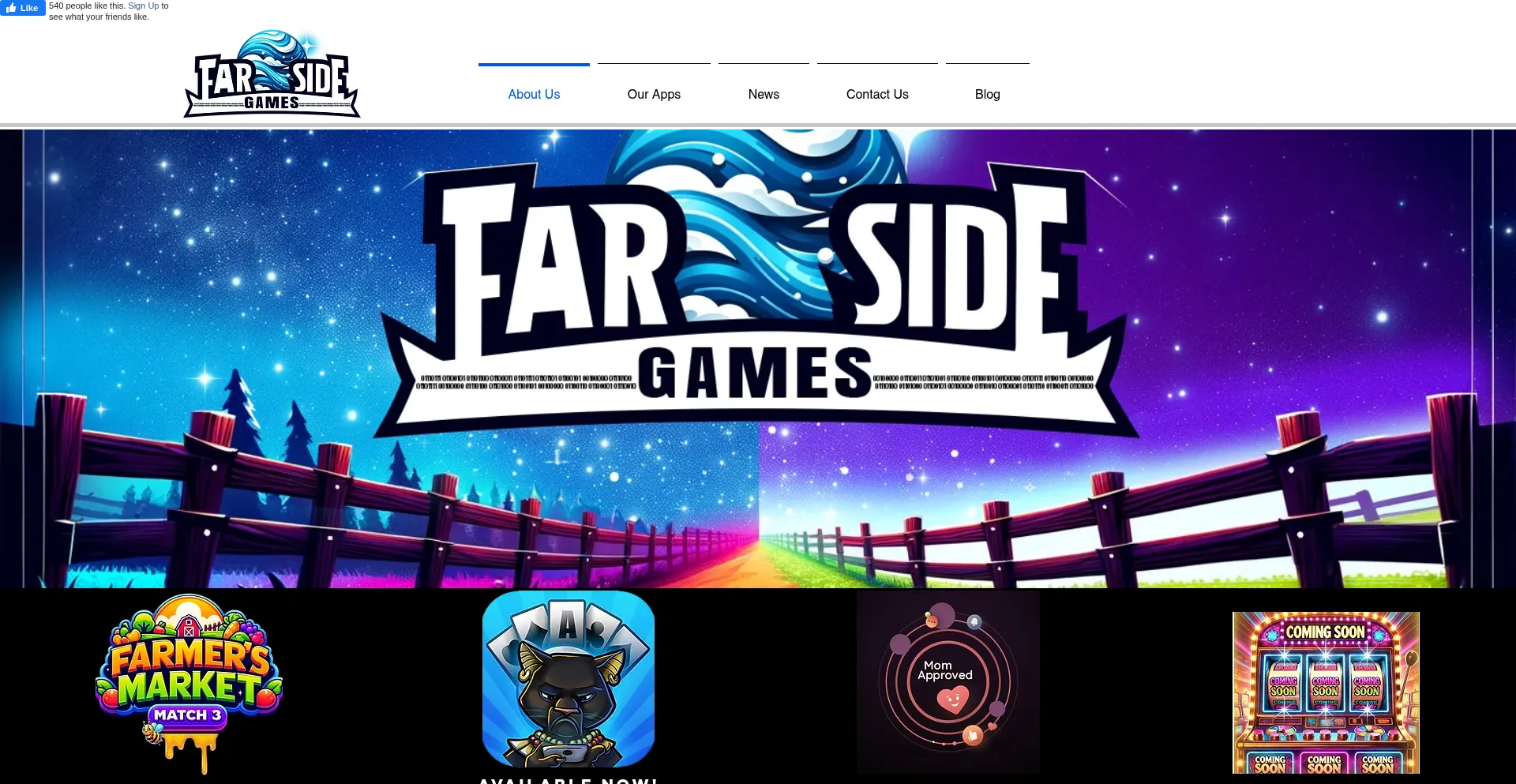 Website screenshot of Farsidegames.com