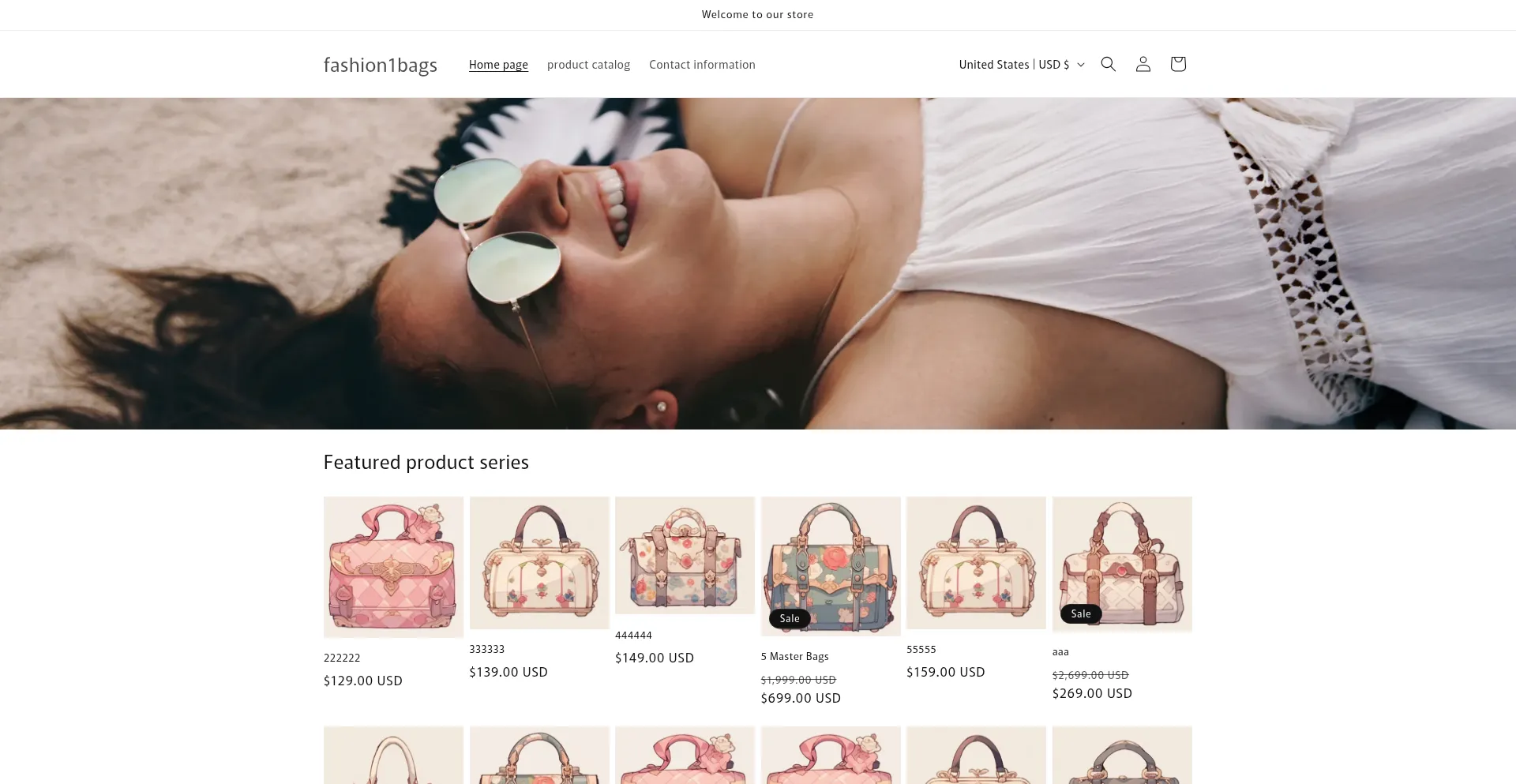 Website screenshot of Fashion1bags.com