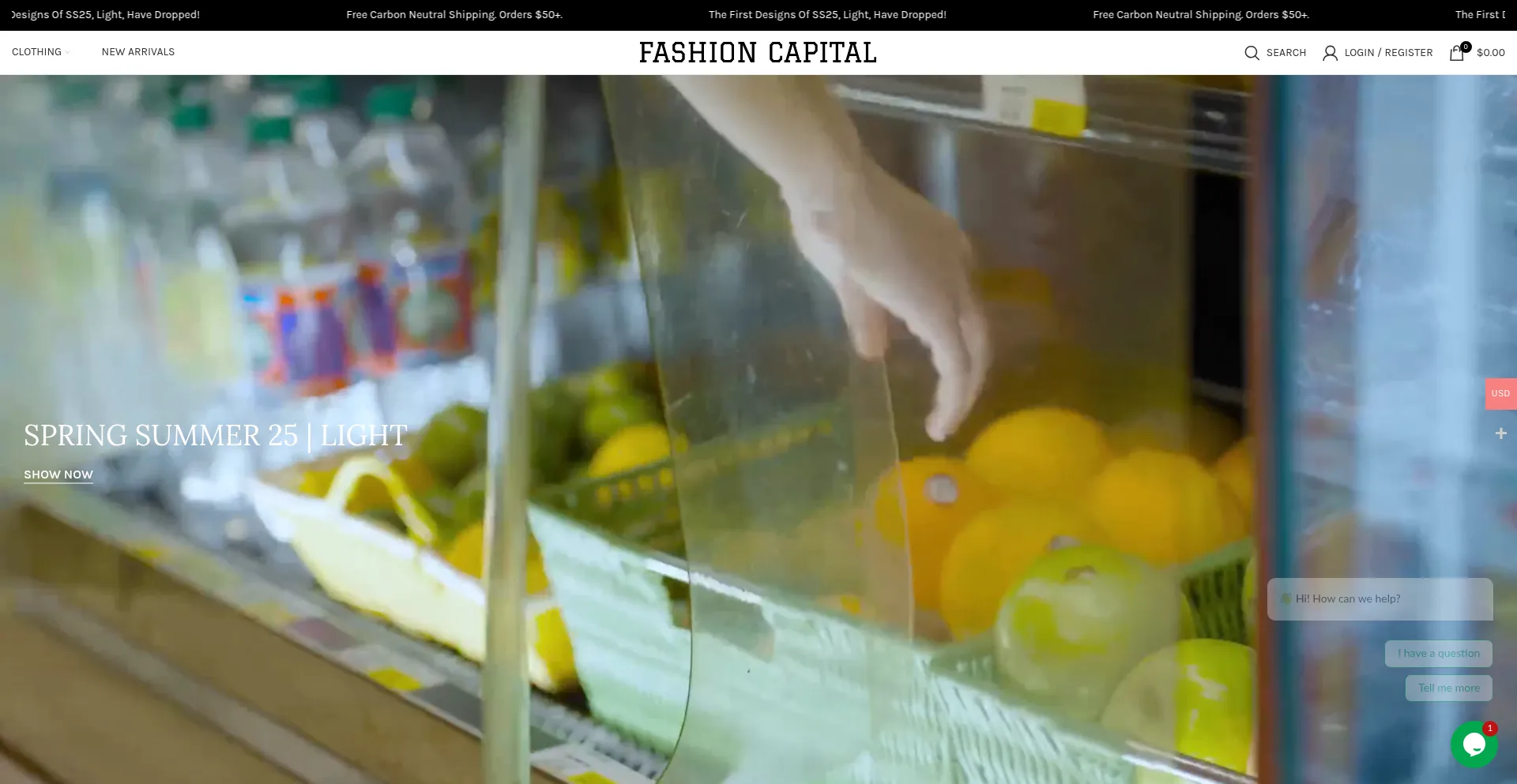 Website screenshot of Fashioncapitalmall.com