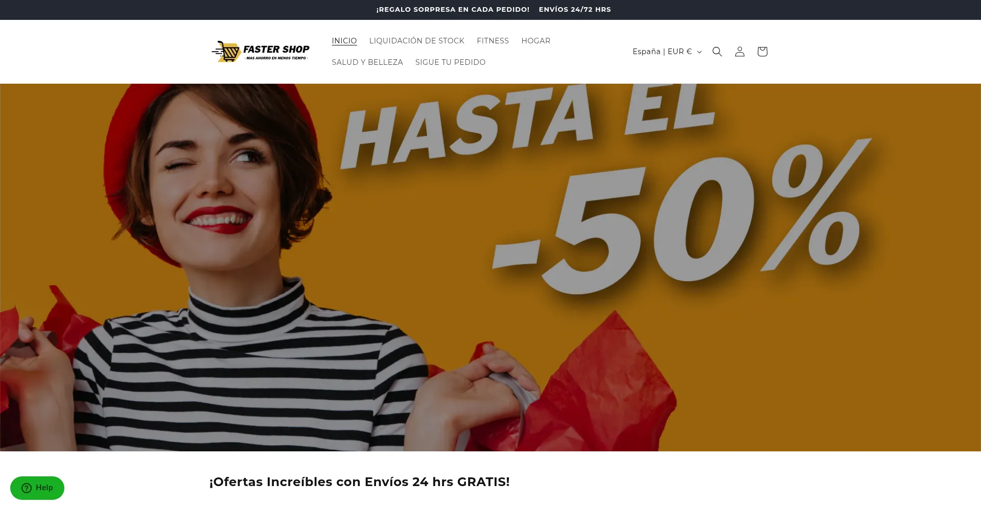 Website screenshot of Fastershop.es