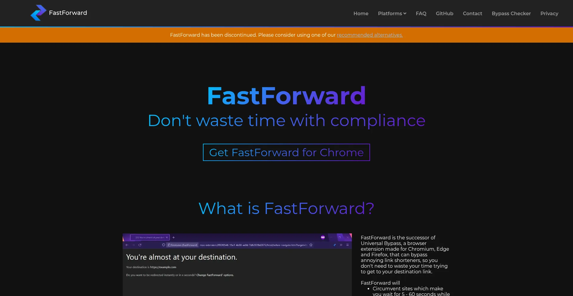 Website screenshot of Fastforward.team