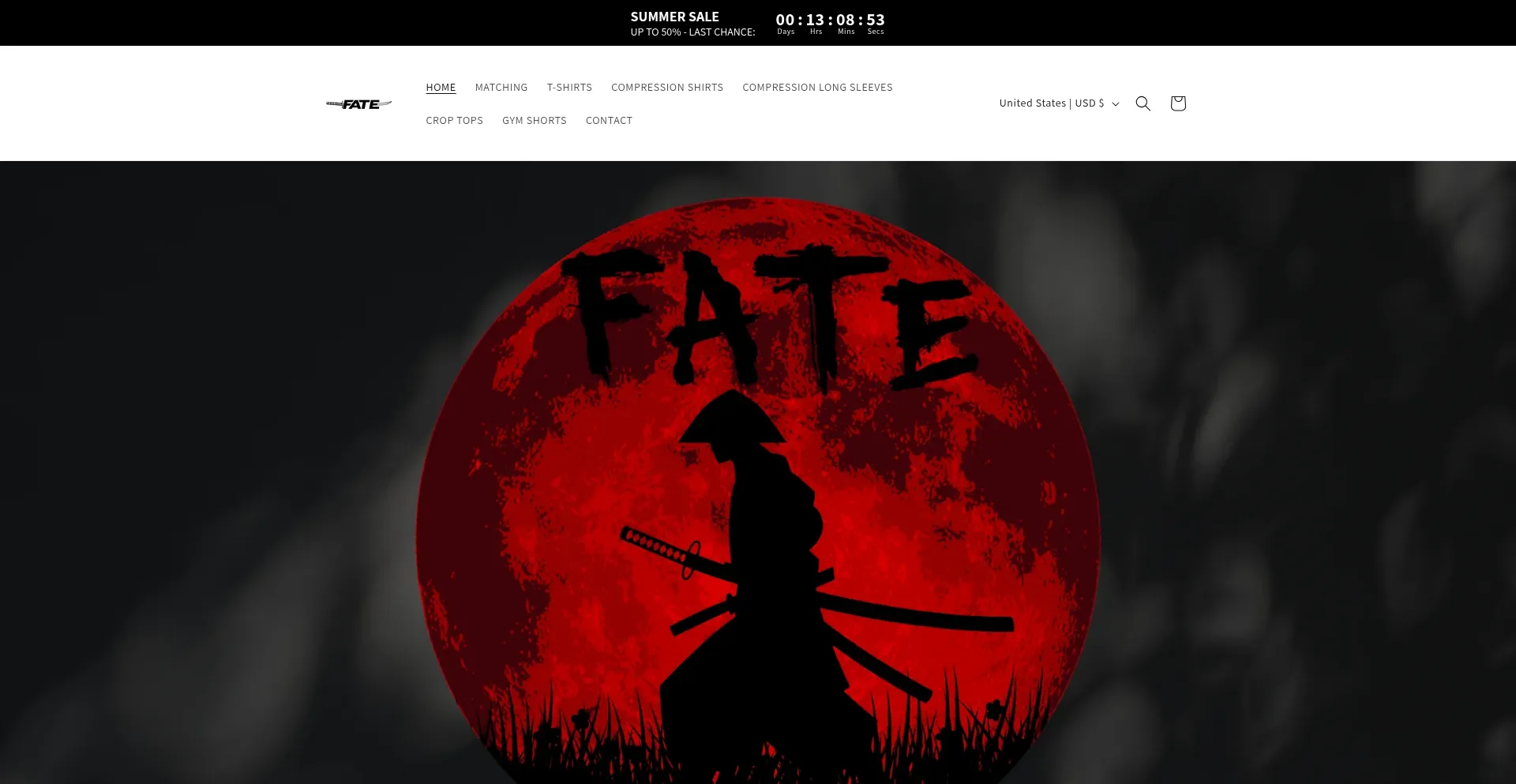 Website screenshot of Fate-clothing.com