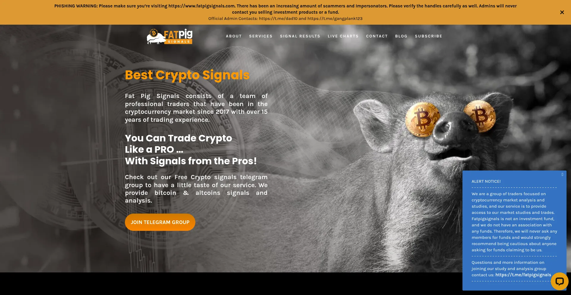 Website screenshot of Fatpigsignals.com