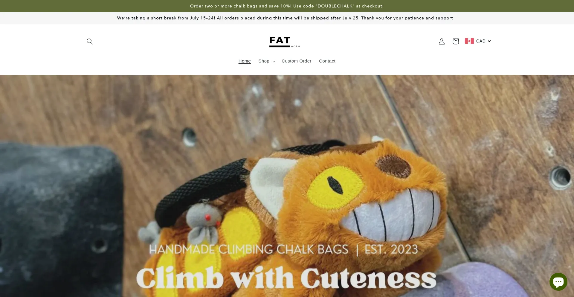 Website screenshot of Fatwormclimb.com