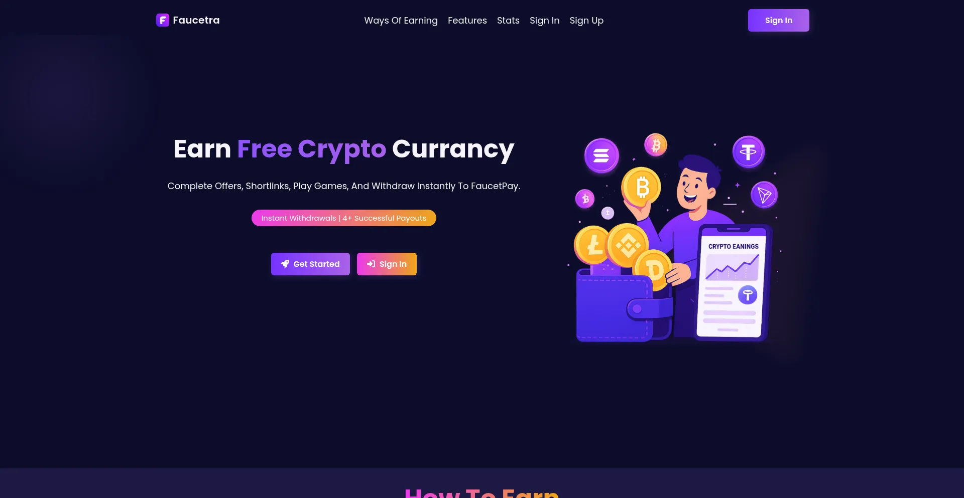 Website screenshot of Faucetra.com