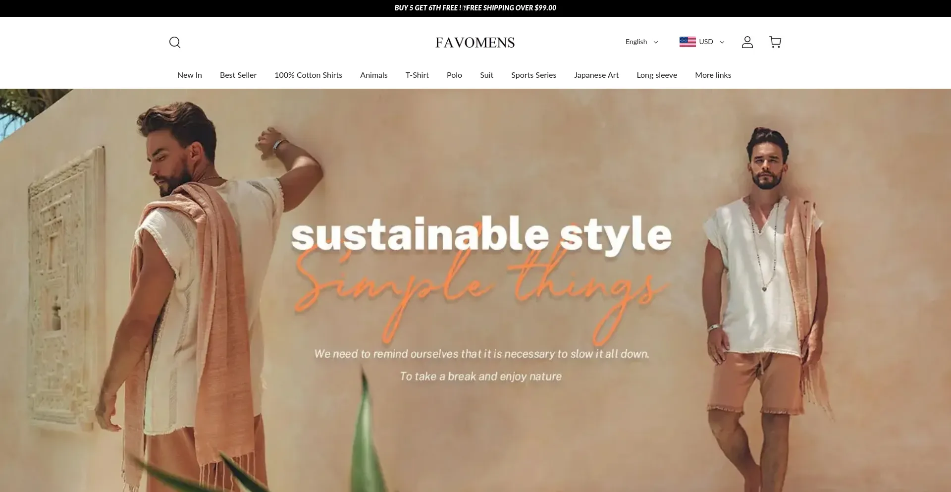Website screenshot of Favomens.com