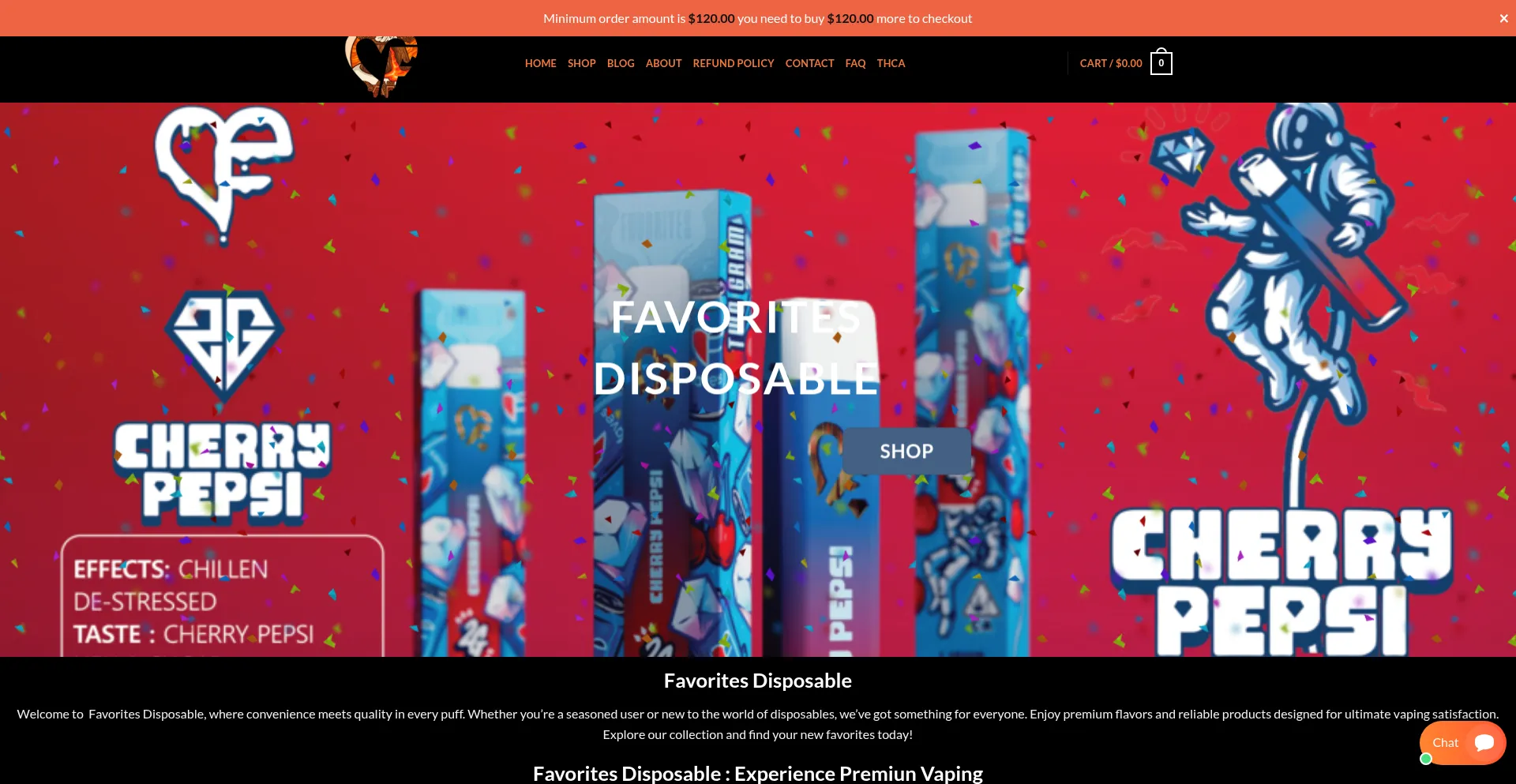 Website screenshot of Favorites3gdisposables.com