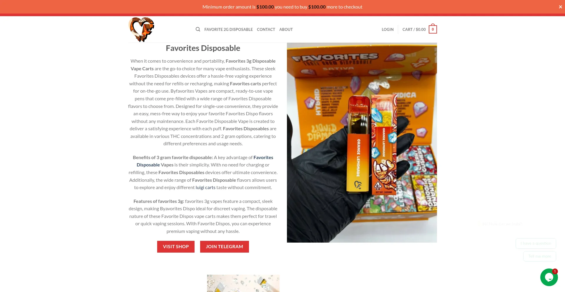 Website screenshot of Favoritesdisposable.us