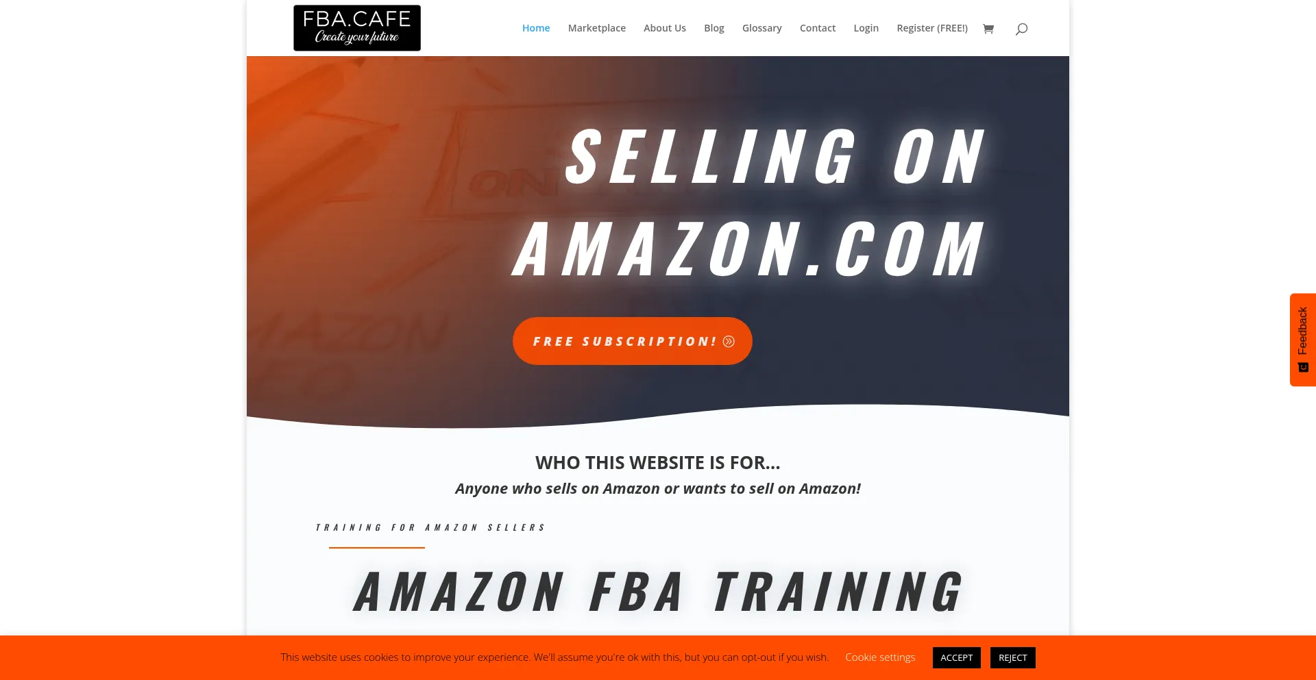 Website screenshot of Fba.cafe