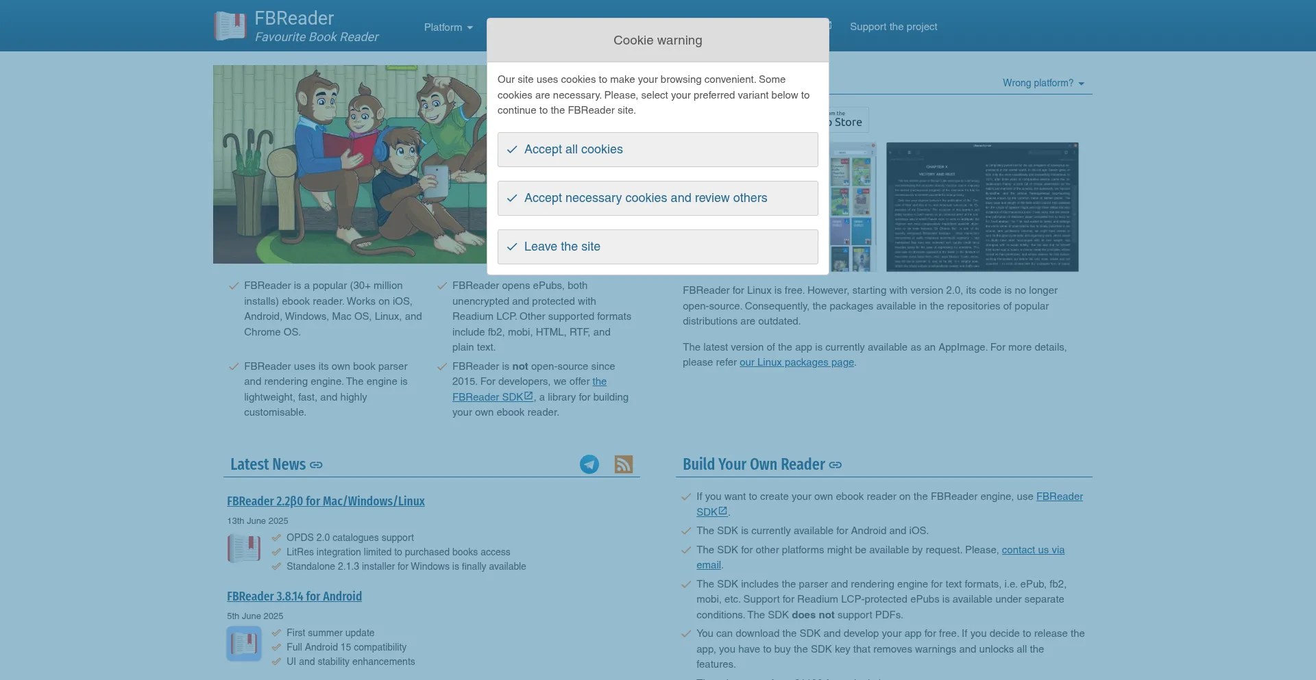Website screenshot of Fbreader.org