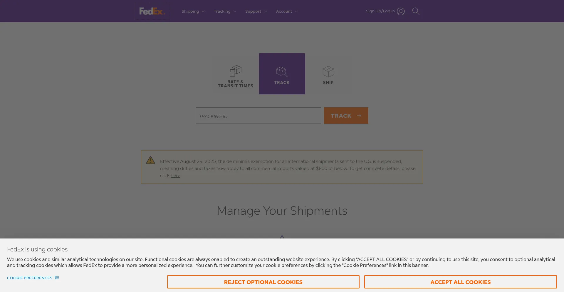Fedex.co.uk Screenshot