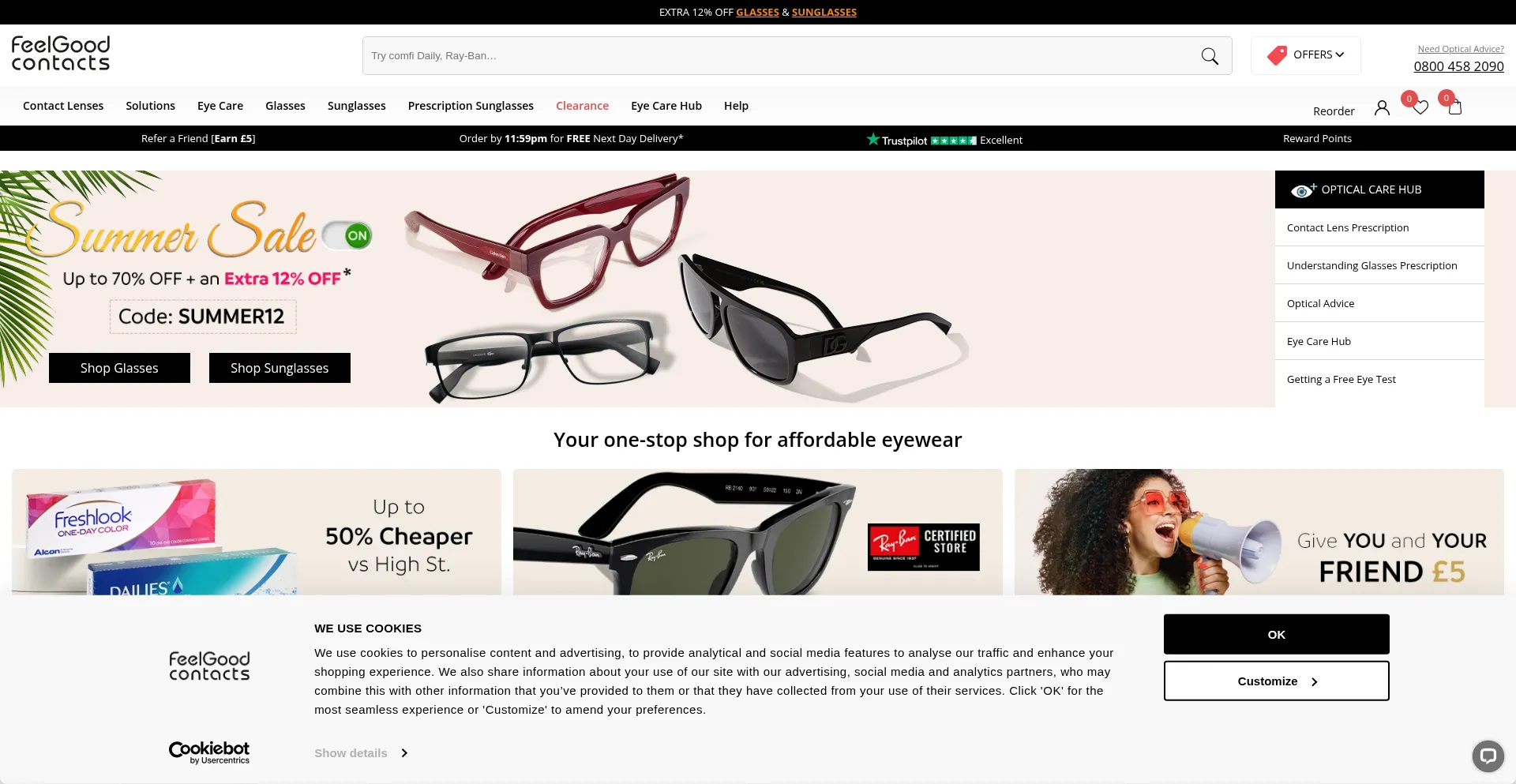 Website screenshot of Feelgoodcontacts.com