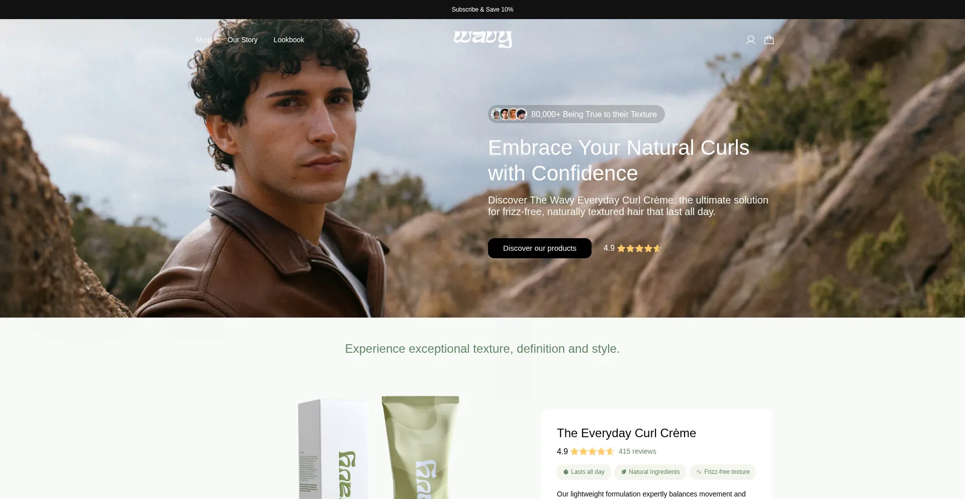 Website screenshot of Feelwavy.com