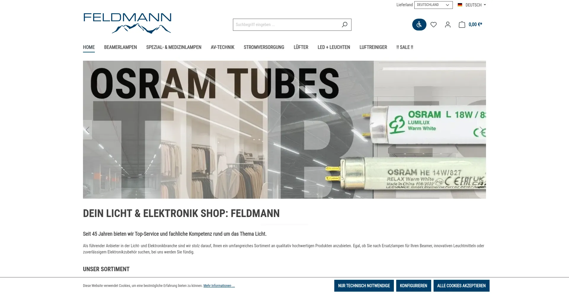 Website screenshot of Feldmann-led.de