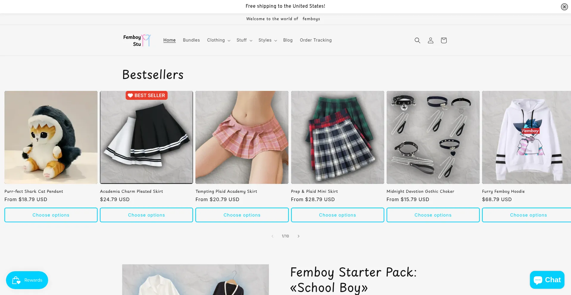 Website screenshot of Femboy-stuff.com
