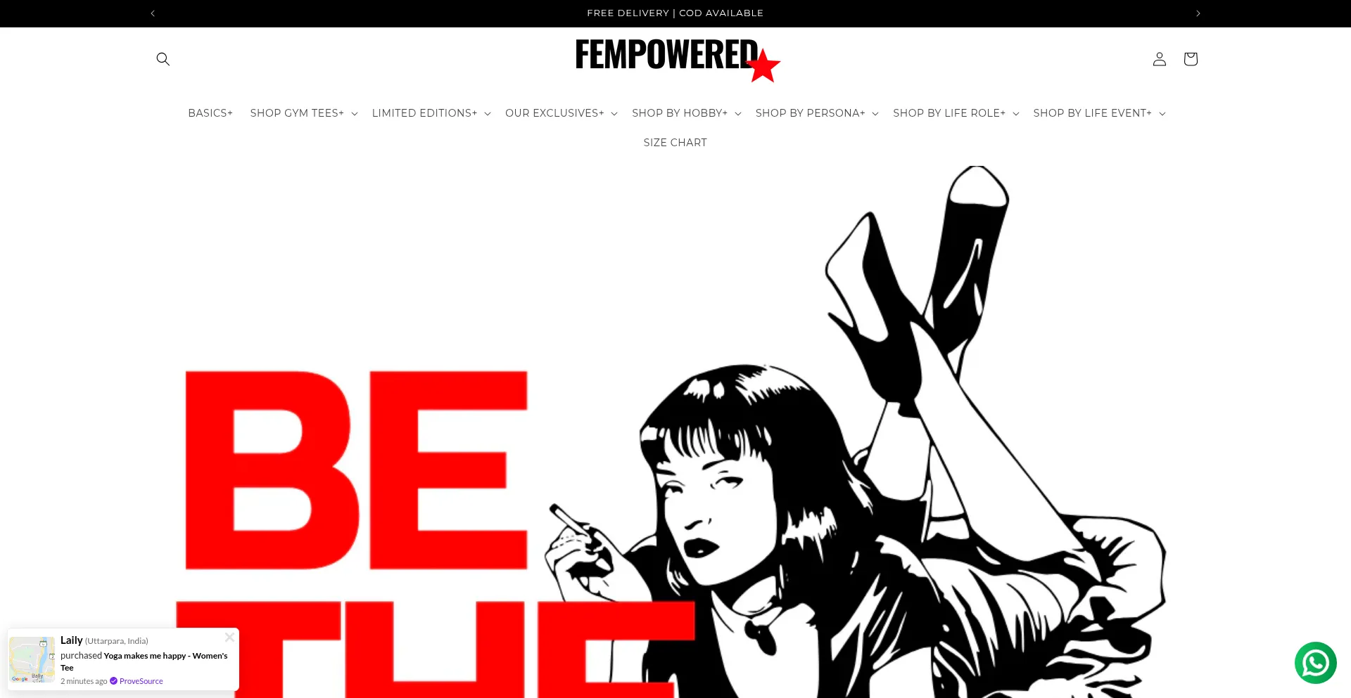 Website screenshot of Fempowered.in