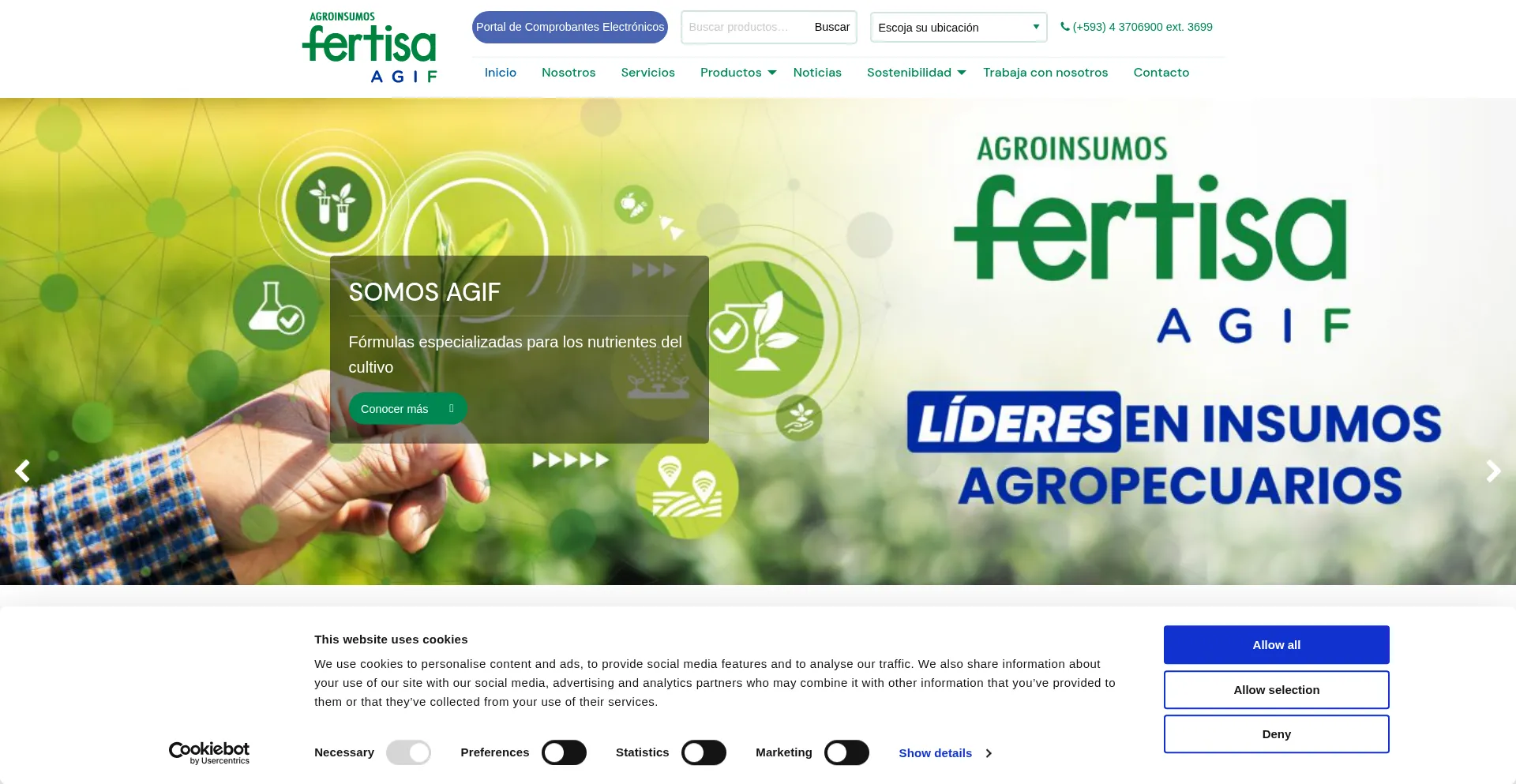 Website screenshot of Fertisa.com